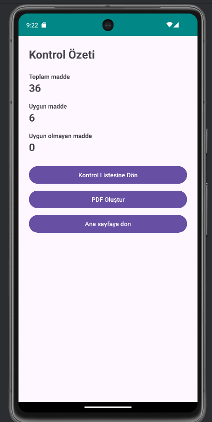 LiftCheck Kontrol Özeti